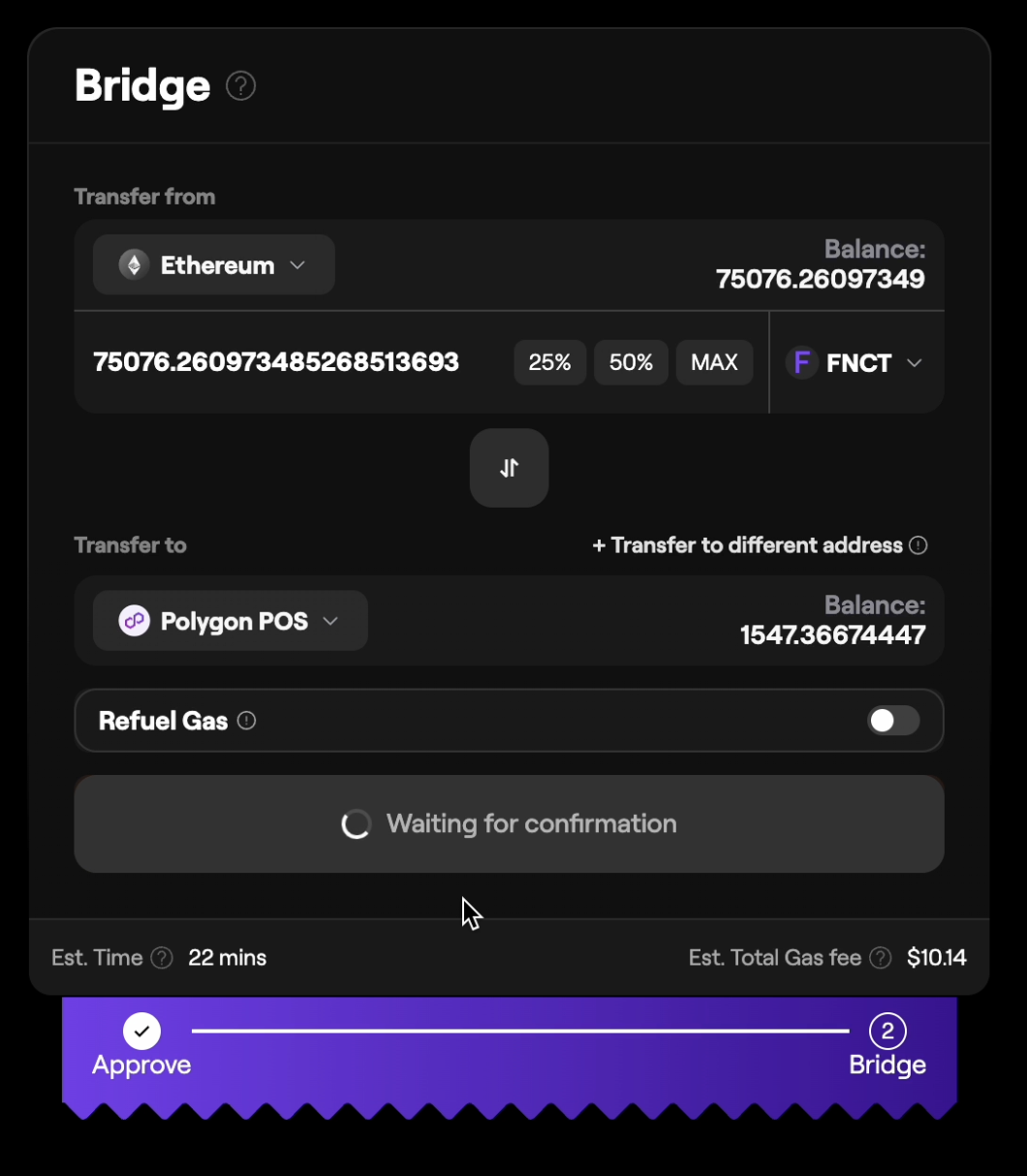 FNCTのブリッジ方法が知りたい（EthereumブロックチェーンからPolygonブロックチェーンに移す場合） – FNCT ヘルプガイド